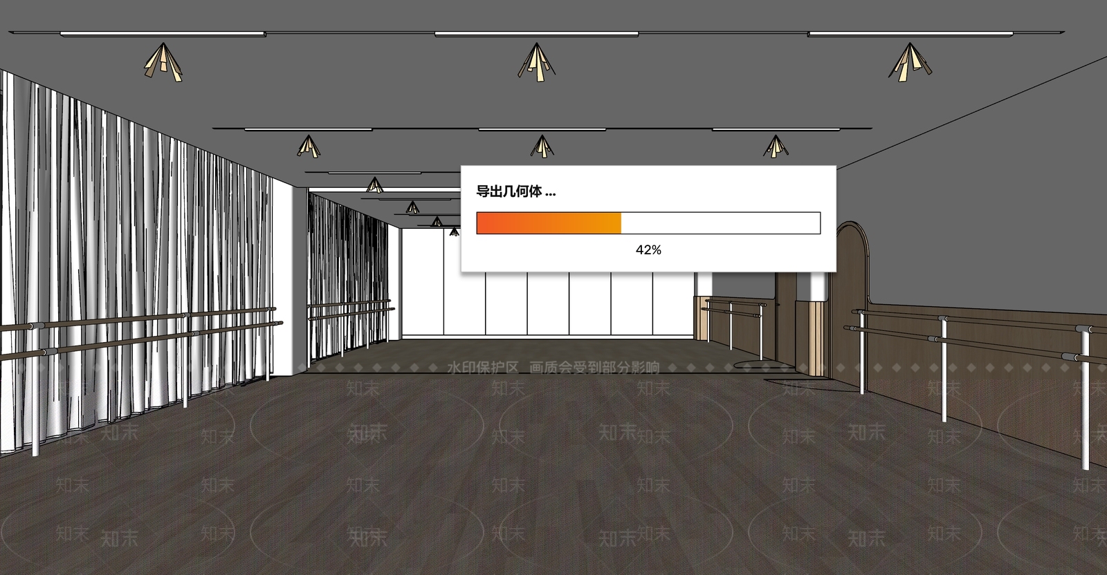现代瑜伽室SU模型下载【ID:1160441061】