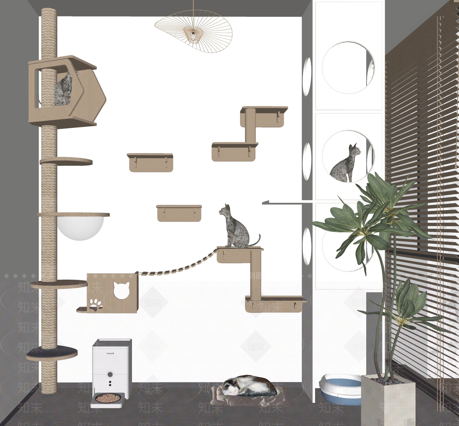 现代猫爬架SU模型下载【ID:1160442122】