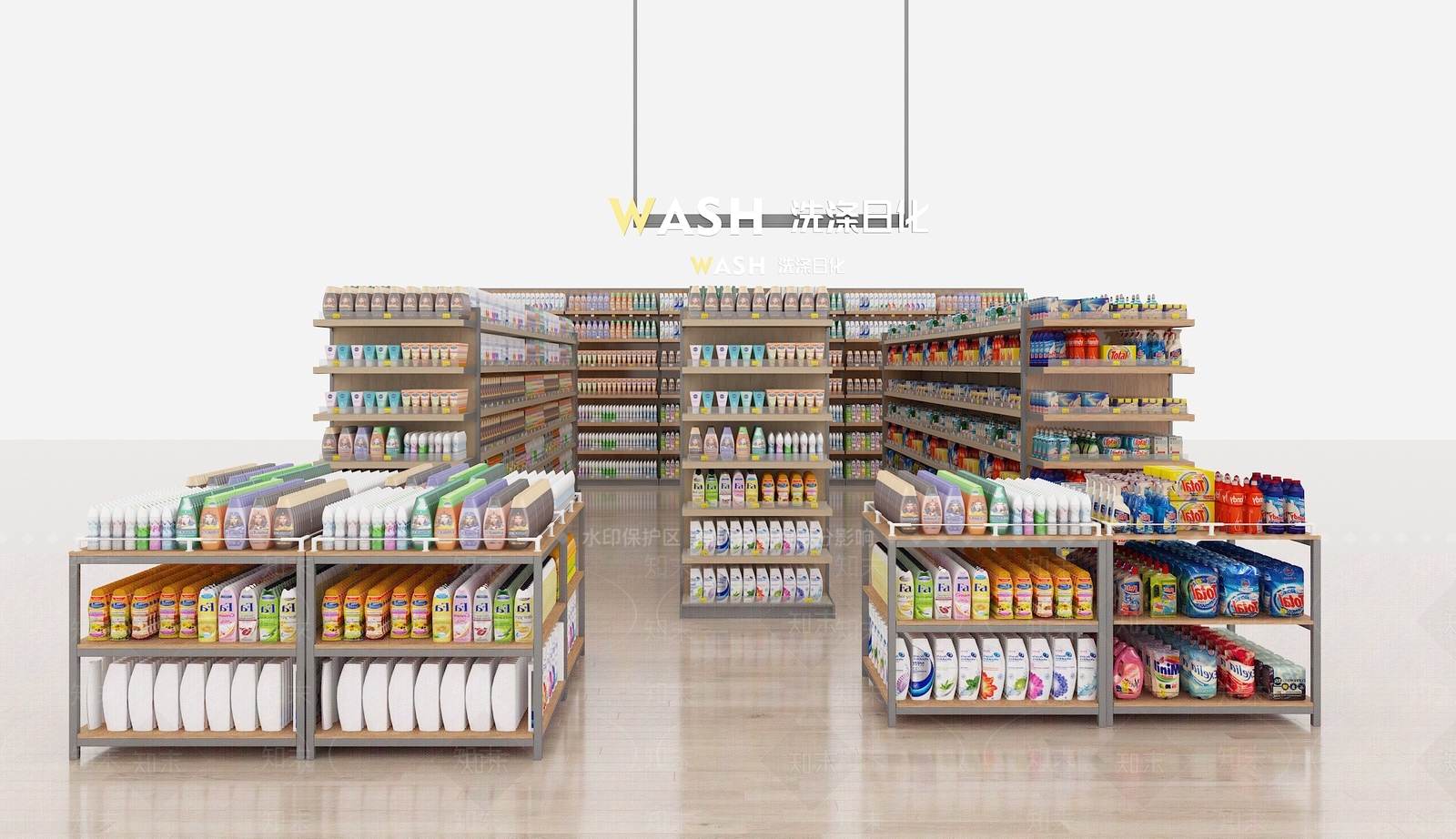 现代超市洗涤日化货架3D模型下载【ID:1160442107】