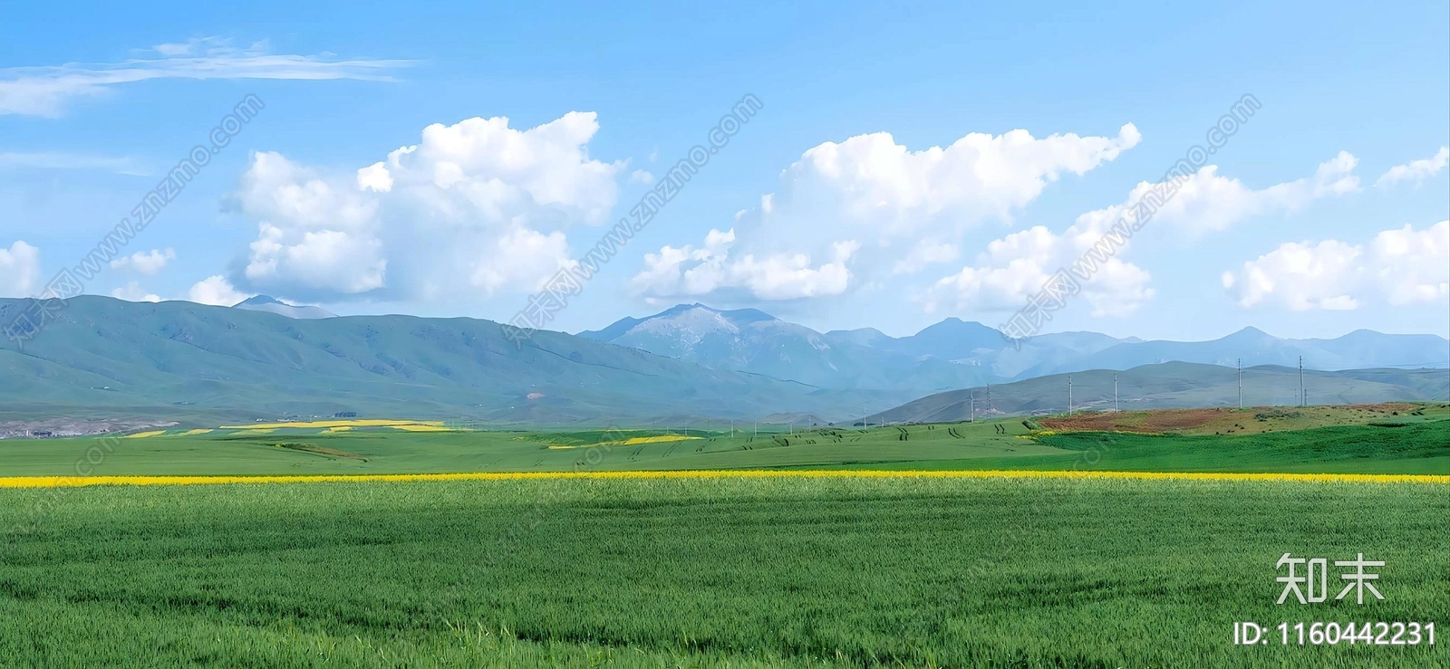 晴朗的天空和农田贴图下载【ID:1160442231】