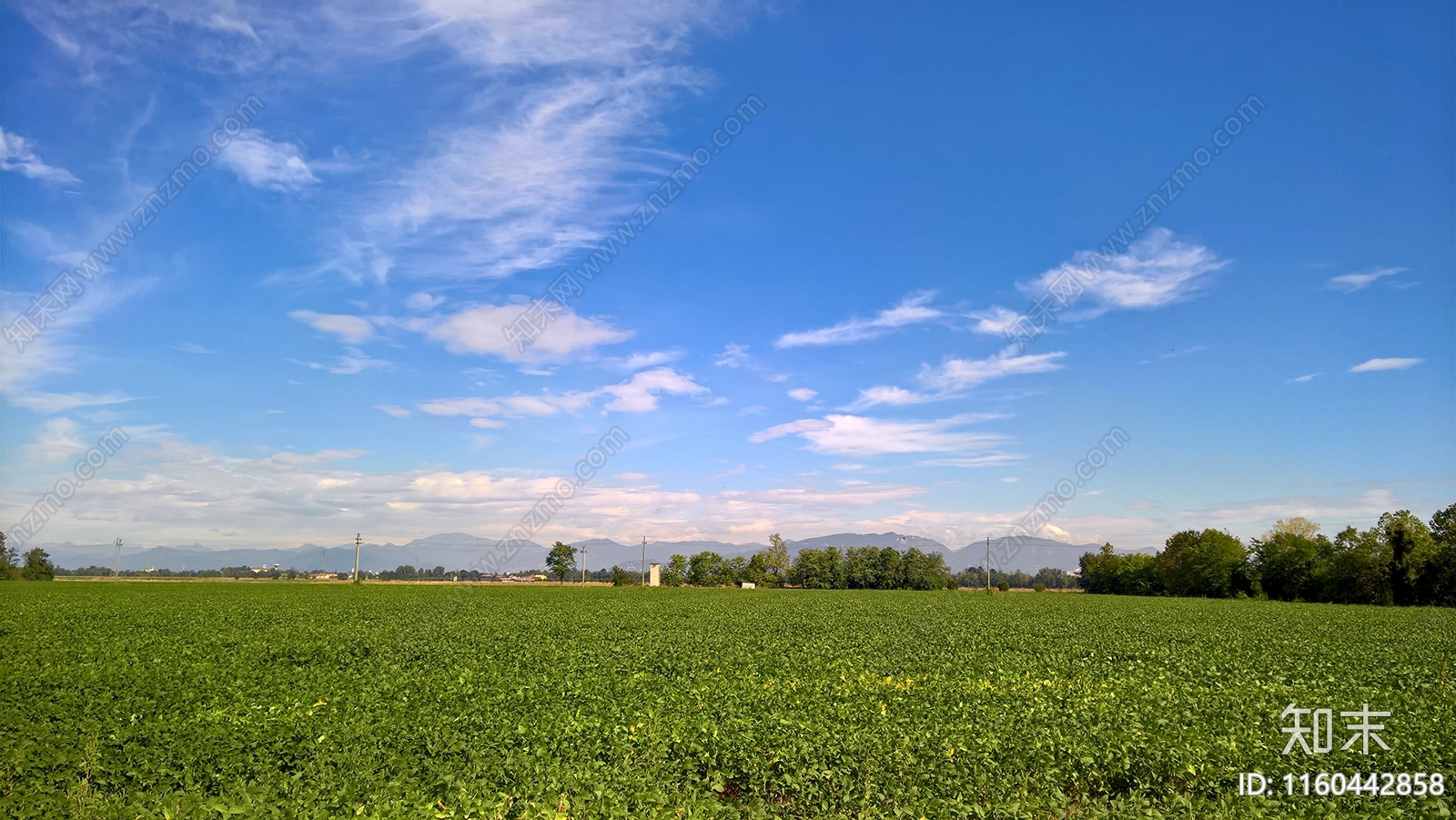 多云的蓝色天空乡村景观风景贴图下载【ID:1160442858】