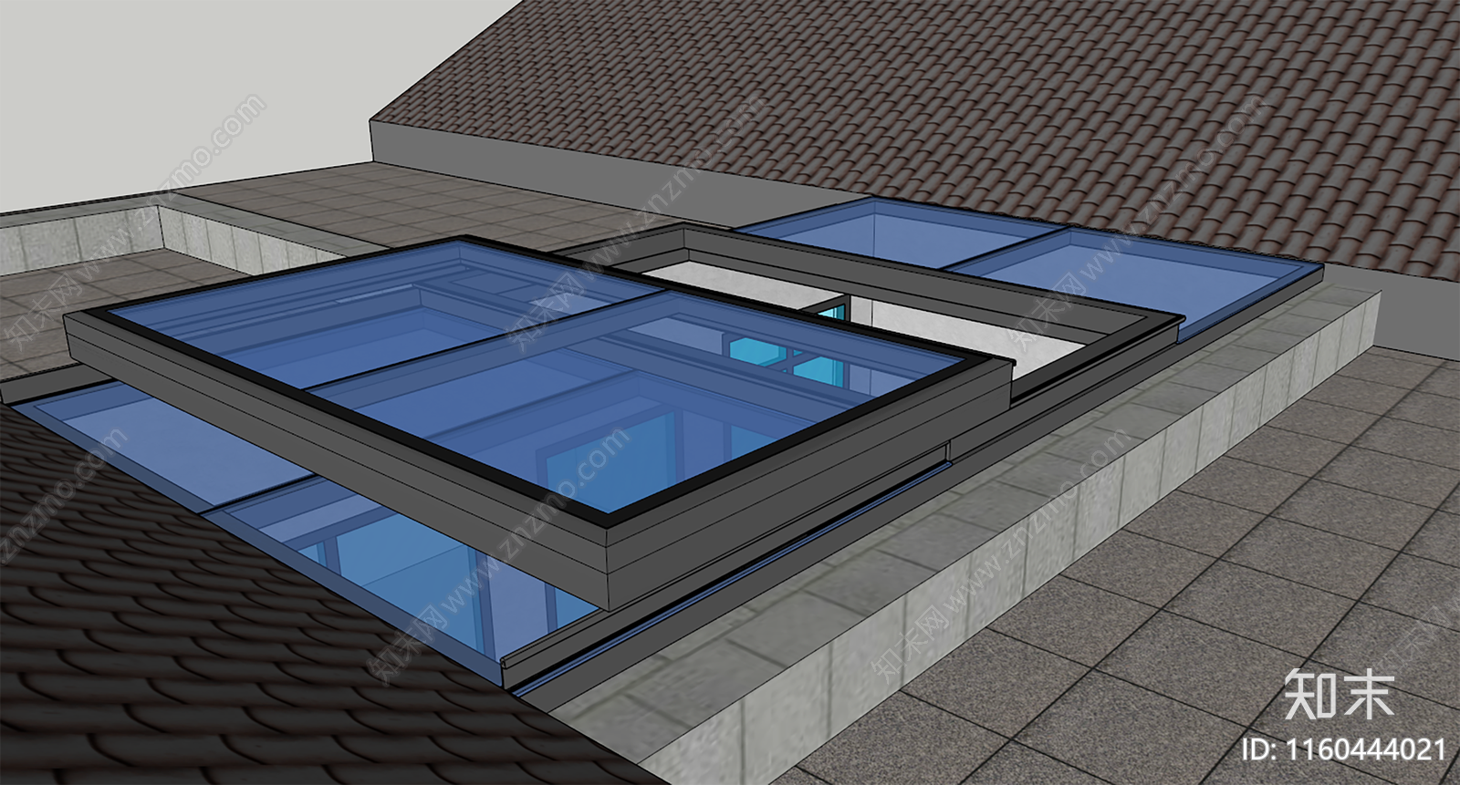 新中式别墅平移天窗SU模型下载【ID:1160444021】