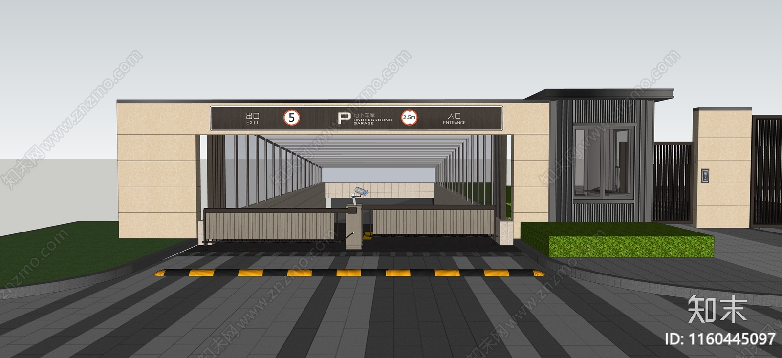 现代风格地库出入口道闸SU模型下载【ID:1160445097】