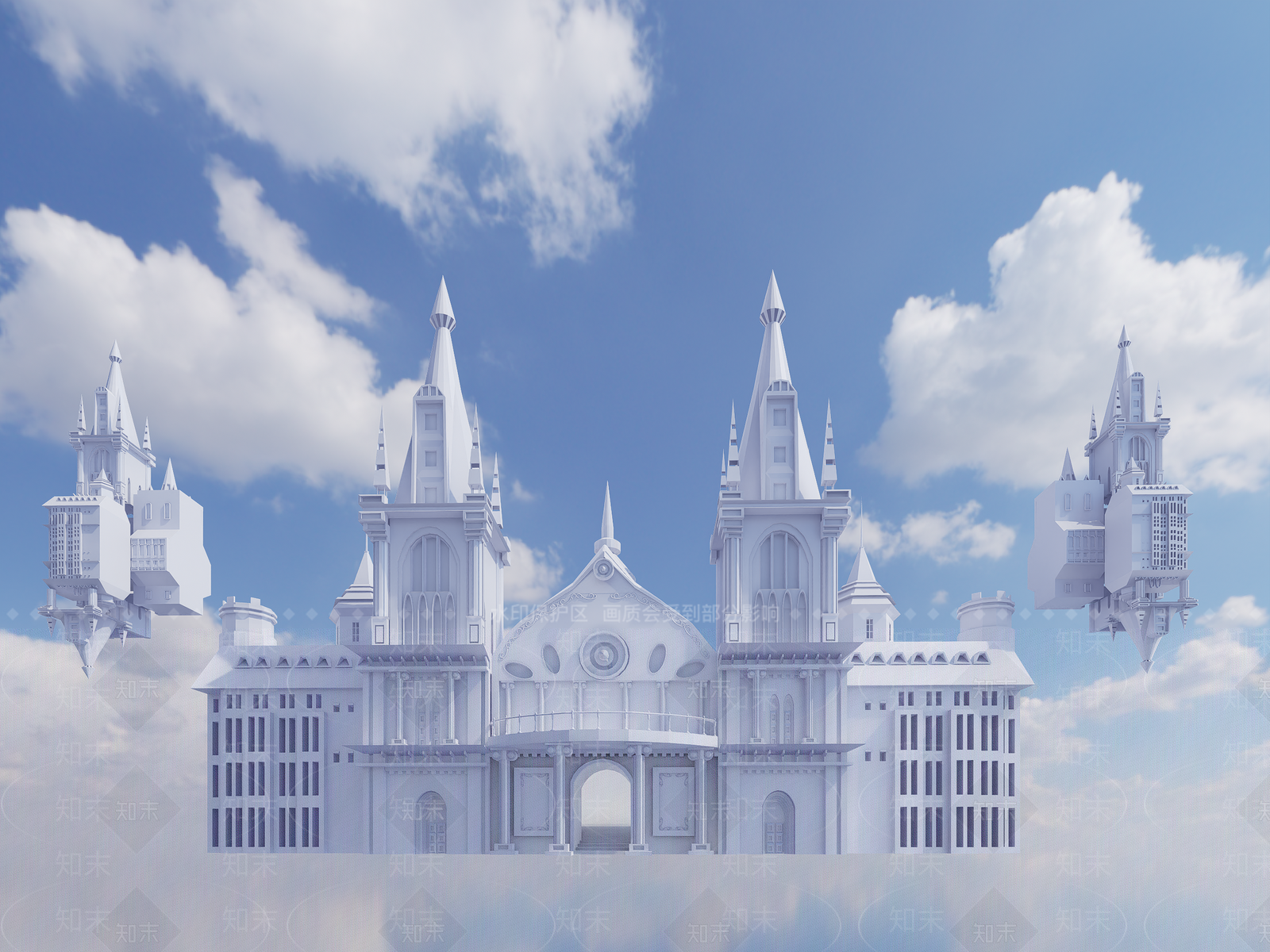 欧式城堡教堂SU模型下载【ID:1160450043】