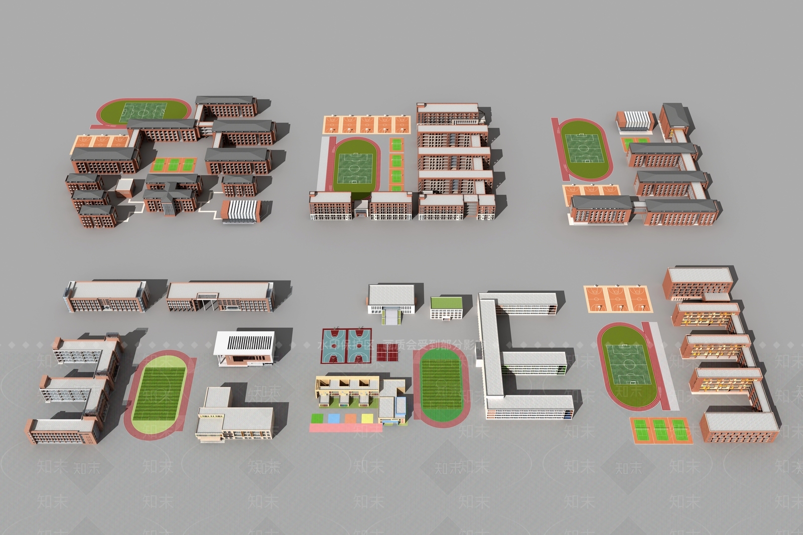 现代学校外观3D模型下载【ID:1160453774】