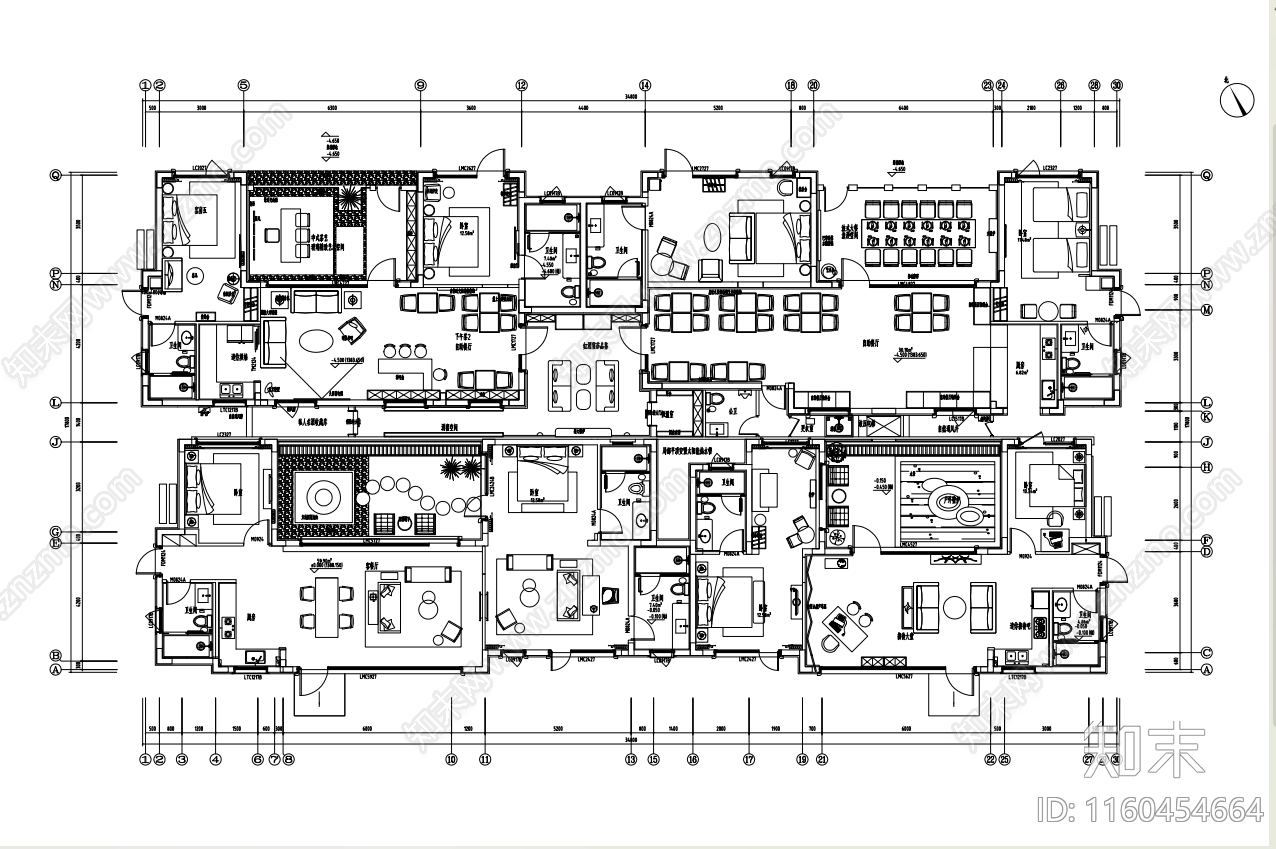 民宿平面布置图施工图下载【ID:1160454664】