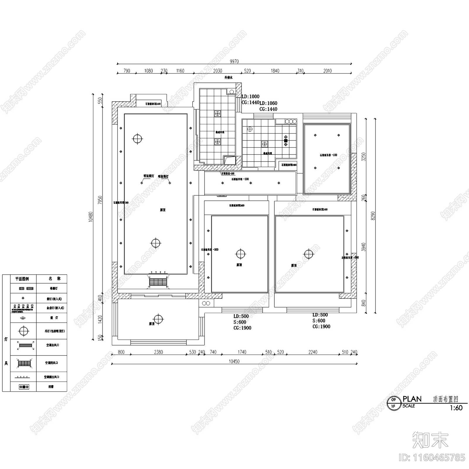 北欧简约绿地华尔道三室两厅一卫平层室内家装cad施工图下载【ID:1160465785】