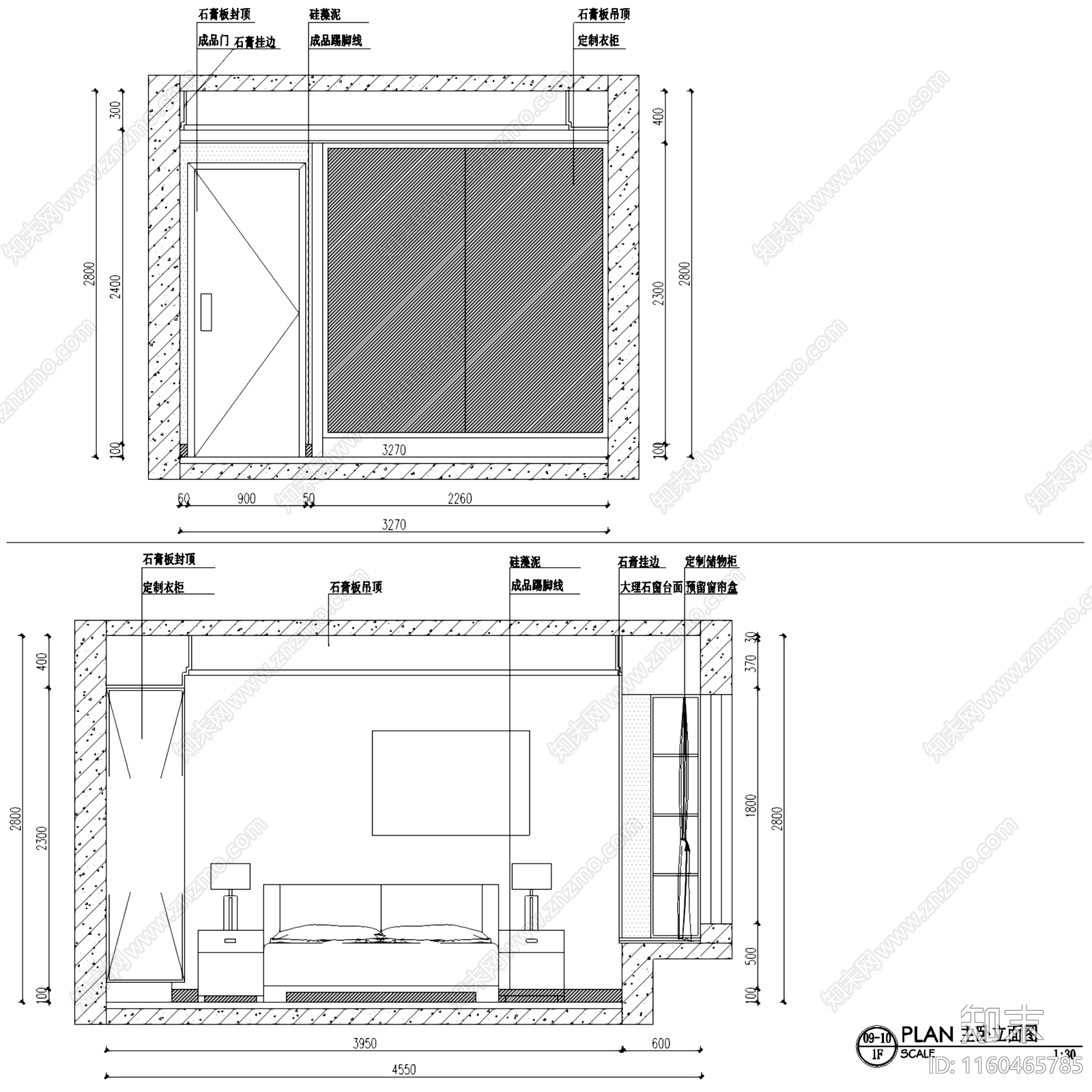 北欧简约绿地华尔道三室两厅一卫平层室内家装cad施工图下载【ID:1160465785】