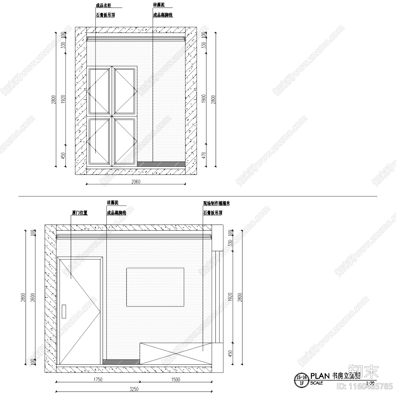 北欧简约绿地华尔道三室两厅一卫平层室内家装cad施工图下载【ID:1160465785】