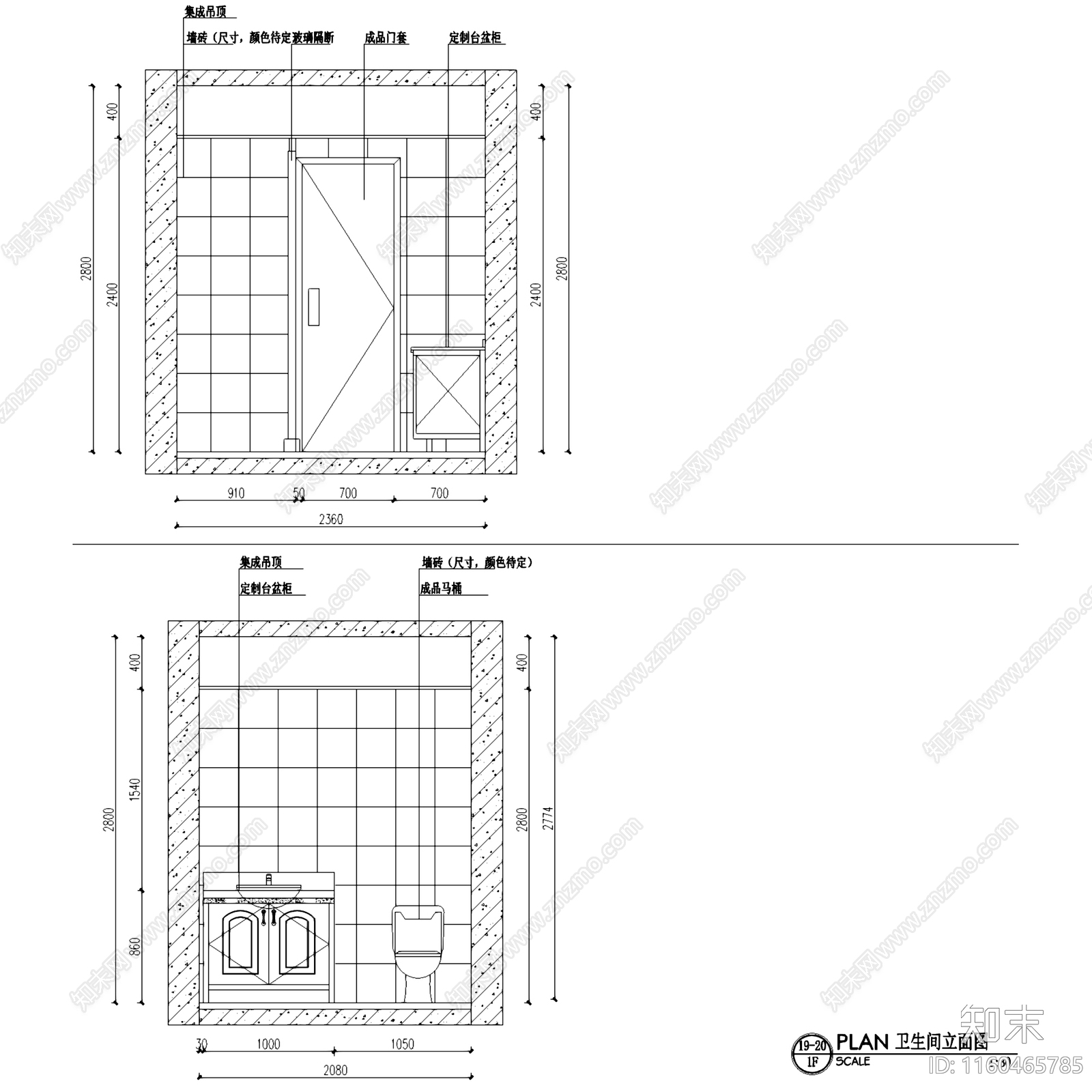 北欧简约绿地华尔道三室两厅一卫平层室内家装cad施工图下载【ID:1160465785】