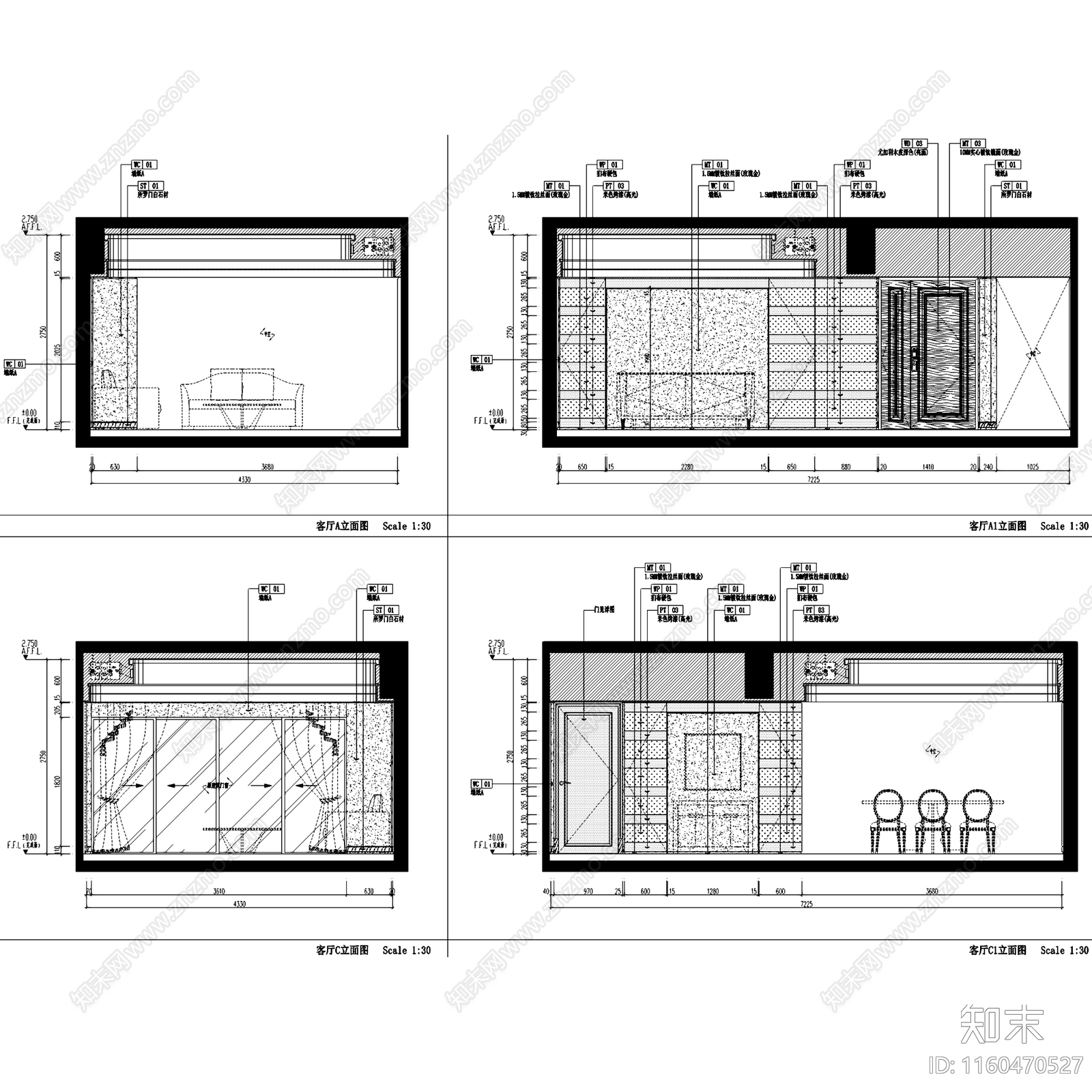 现代简约上海东樱三室两厅平层室内家装cad施工图下载【ID:1160470527】