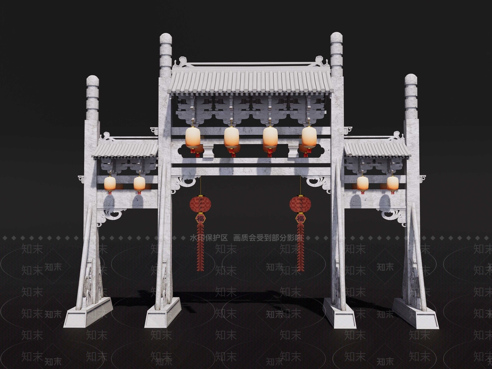 中式牌坊SU模型下载【ID:1160473266】
