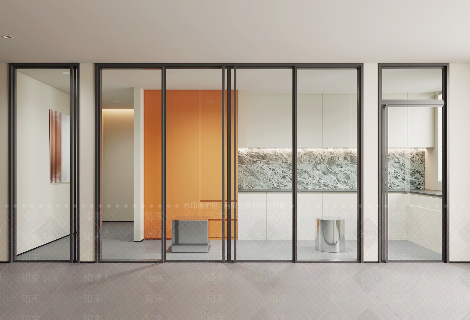 现代办公玻璃门组合3D模型下载【ID:1160480002】