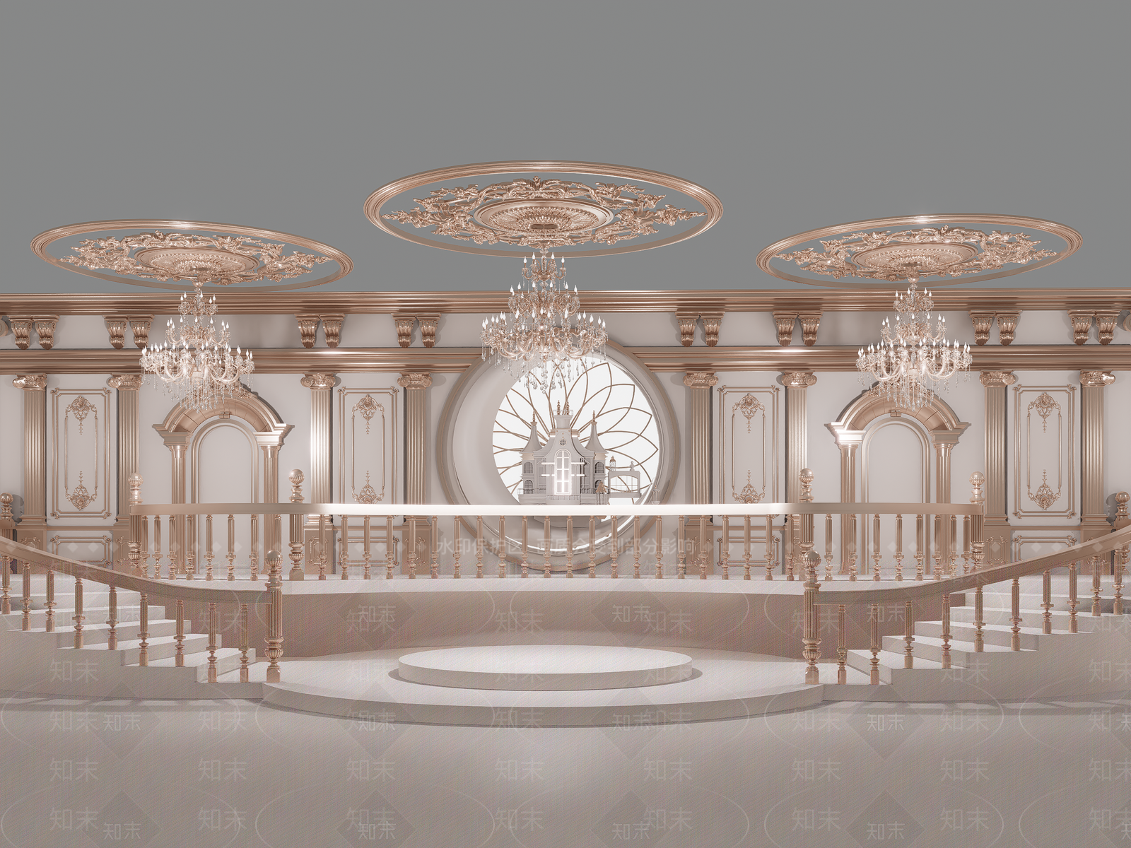 欧式城堡婚礼舞台美陈SU模型下载【ID:1160559624】
