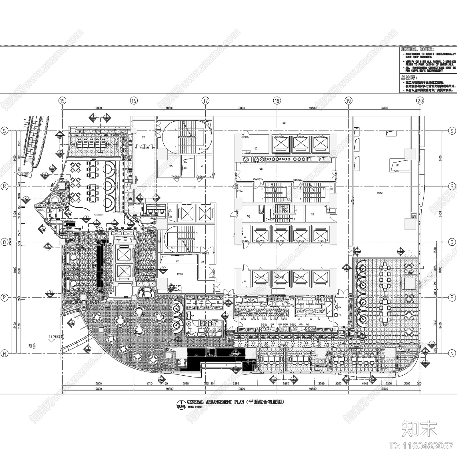 广州岭南新世界酒店餐厅室内工装施工图下载【ID:1160483067】