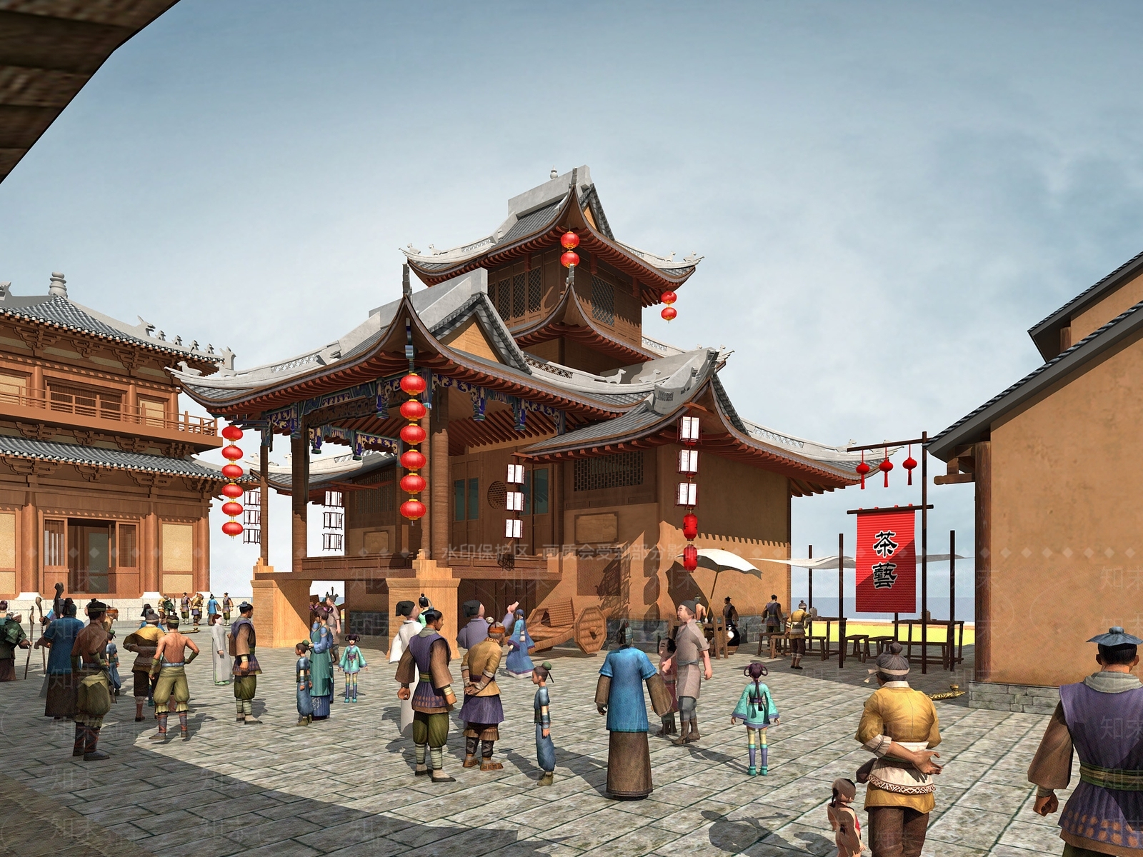 中式宋朝戏楼3D模型下载【ID:1160483381】