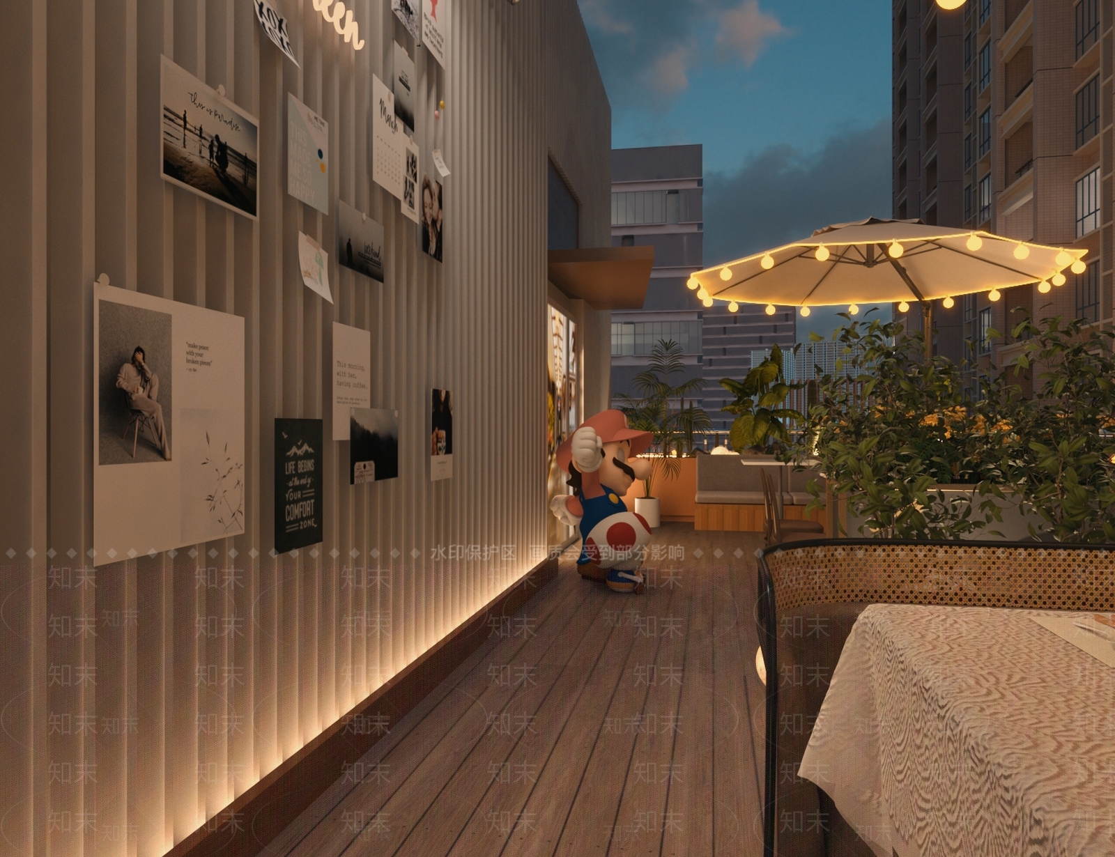 现代户外露台餐厅3D模型下载【ID:1160487810】