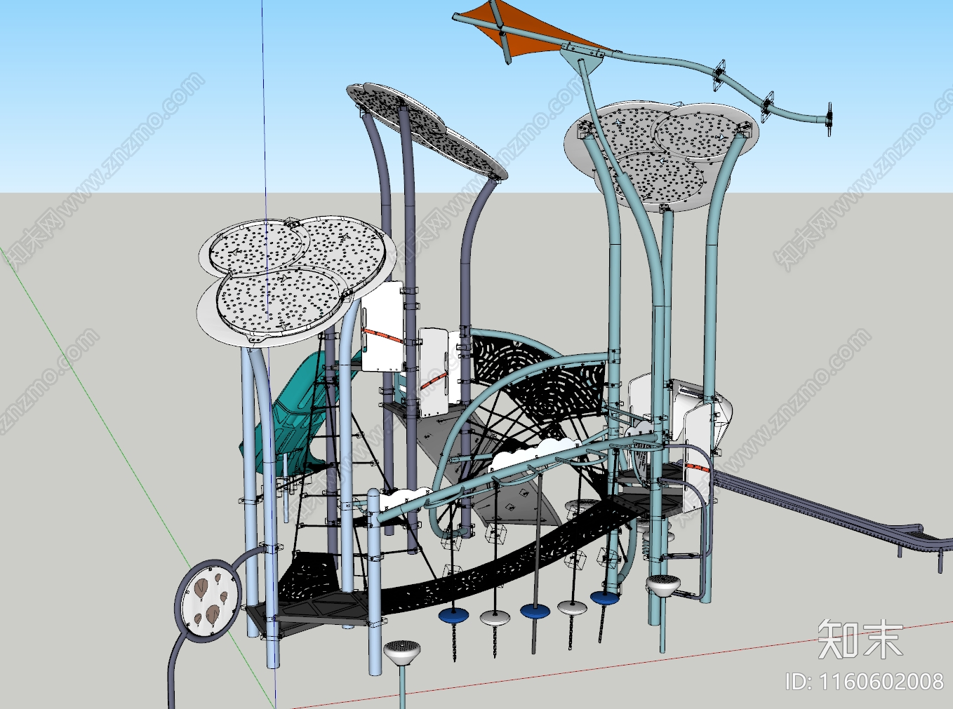 现代云朵游乐设施SU模型下载【ID:1160602008】