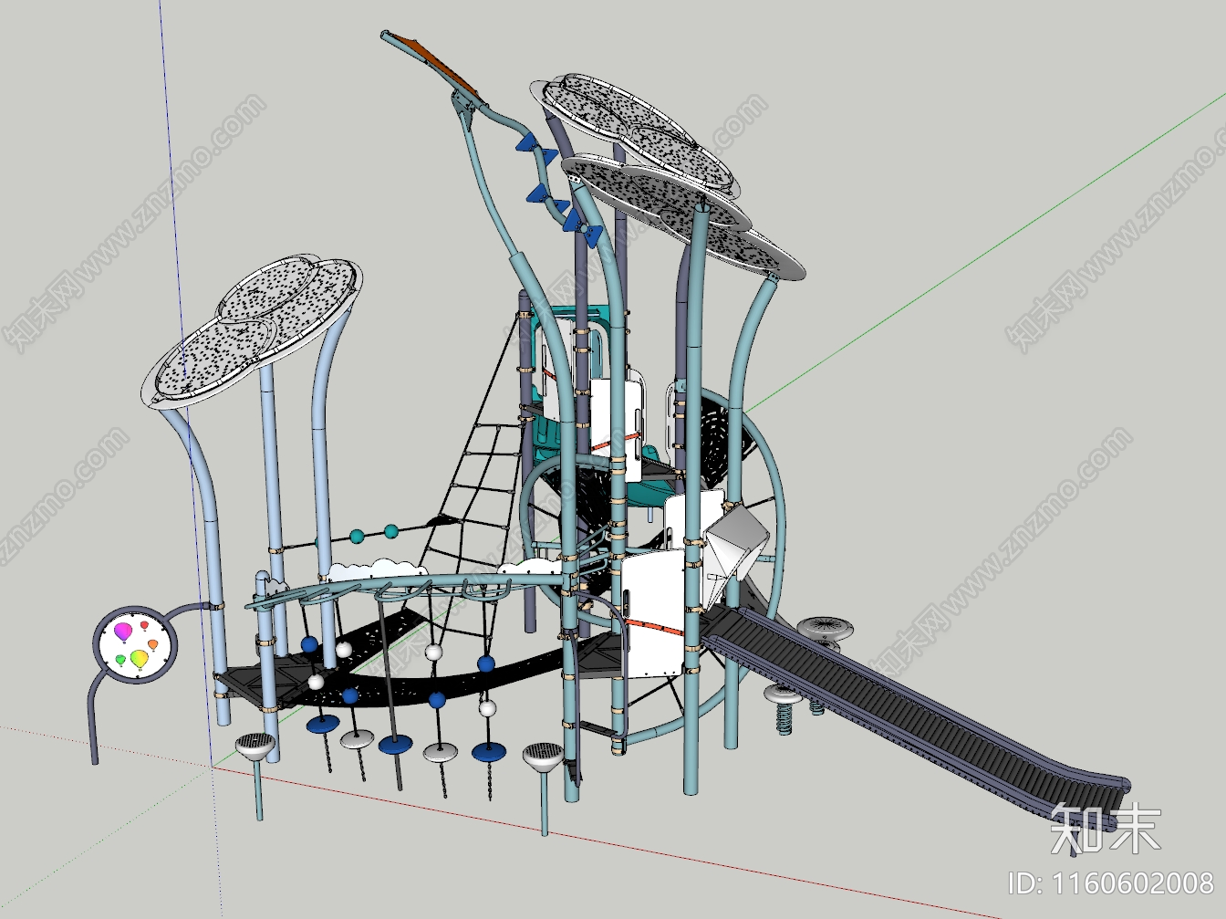 现代云朵游乐设施SU模型下载【ID:1160602008】
