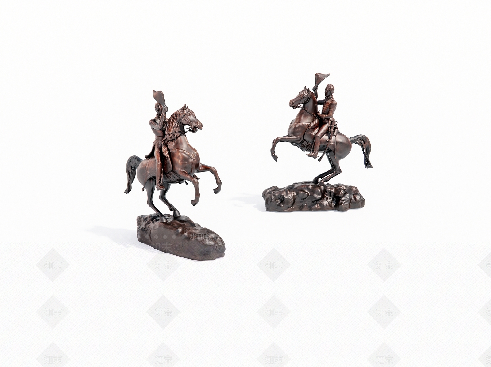 现代骑马的士兵雕像3D模型下载【ID:1160484724】