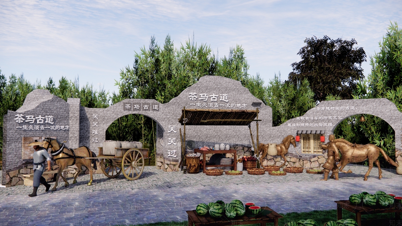 中式茶马古道摊位SU模型下载【ID:1160658738】