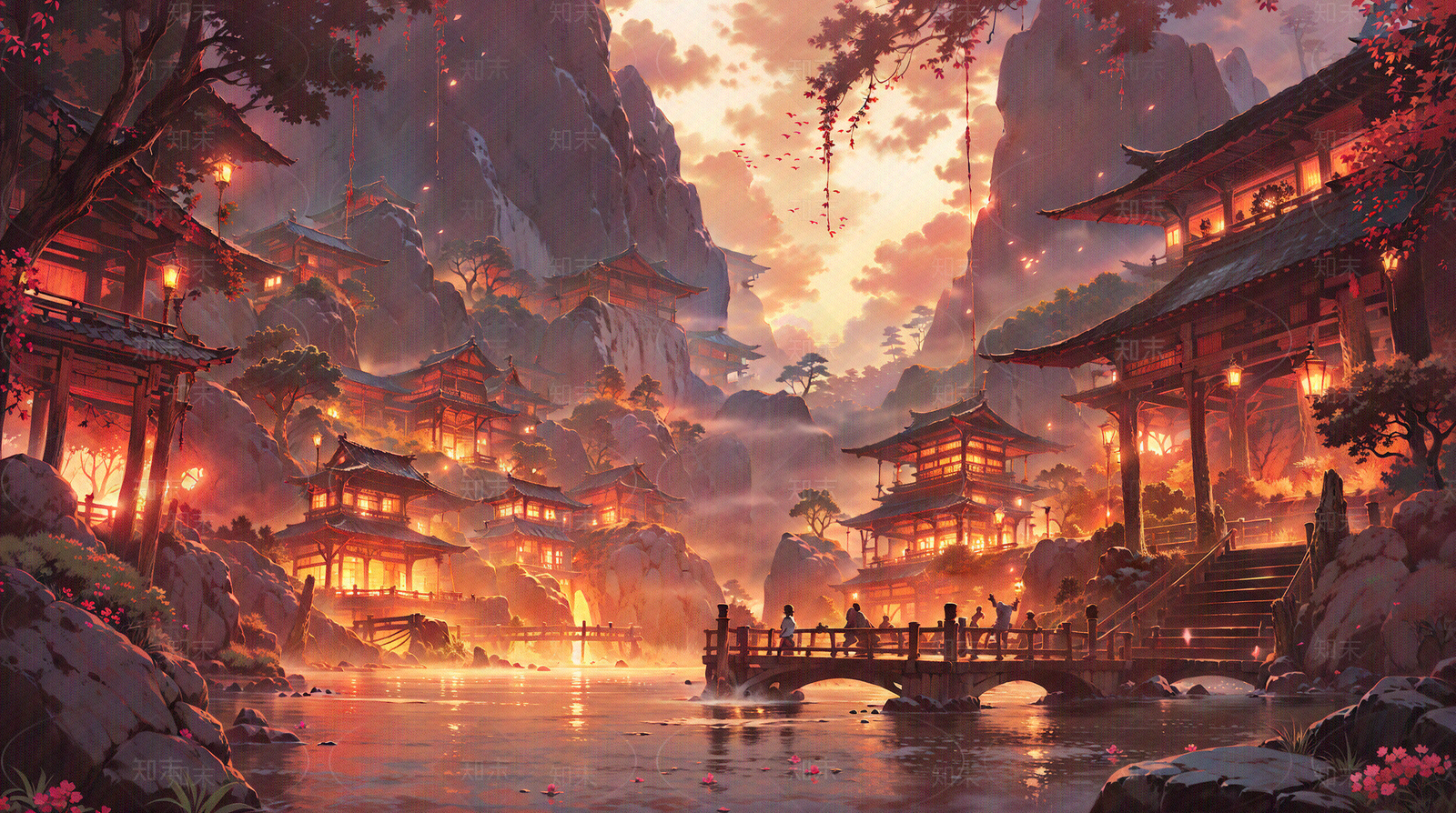 国风建筑风景场景背景贴图下载【ID:1160488232】