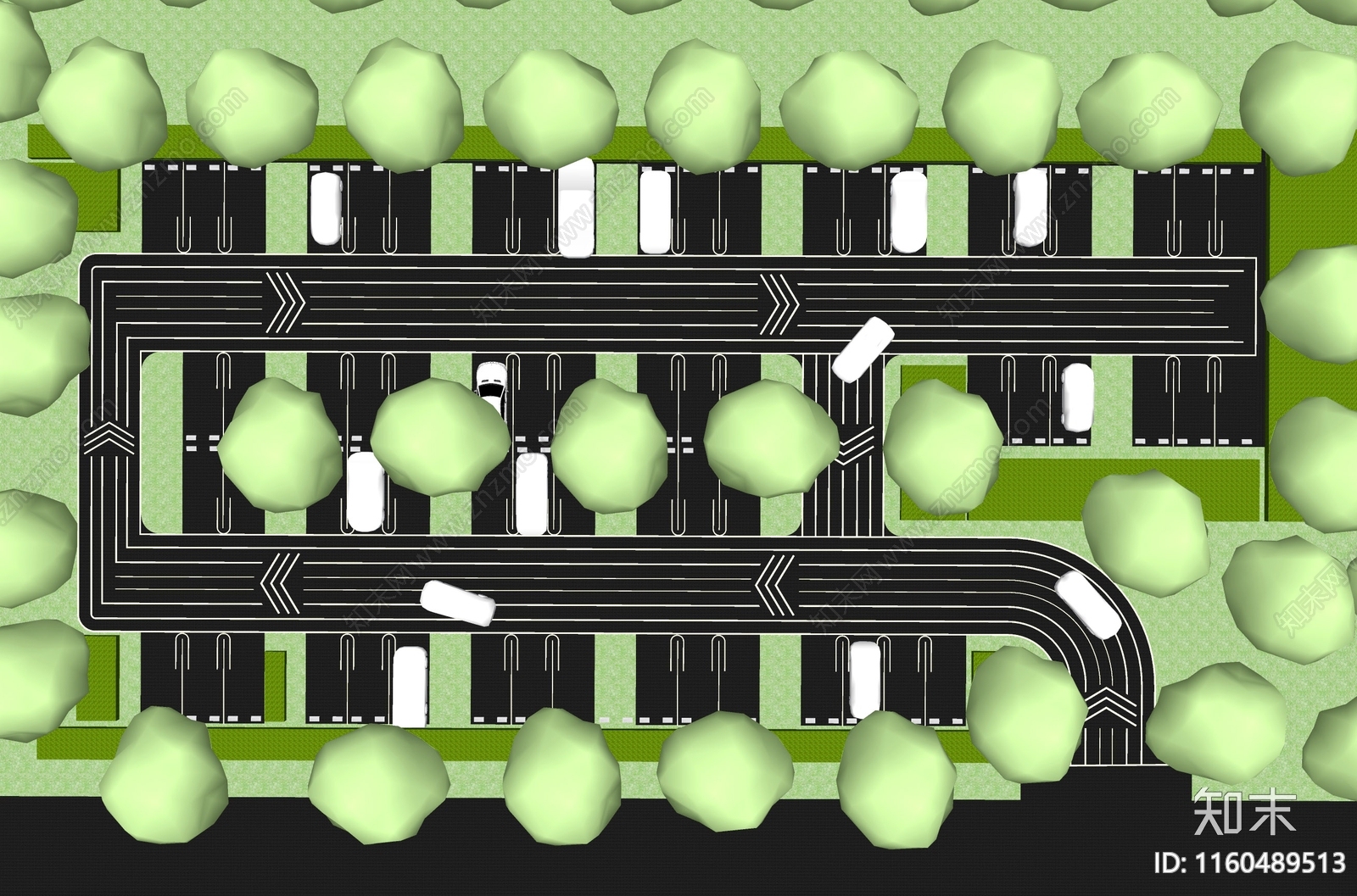 现代户外趣味停车场SU模型下载【ID:1160489513】
