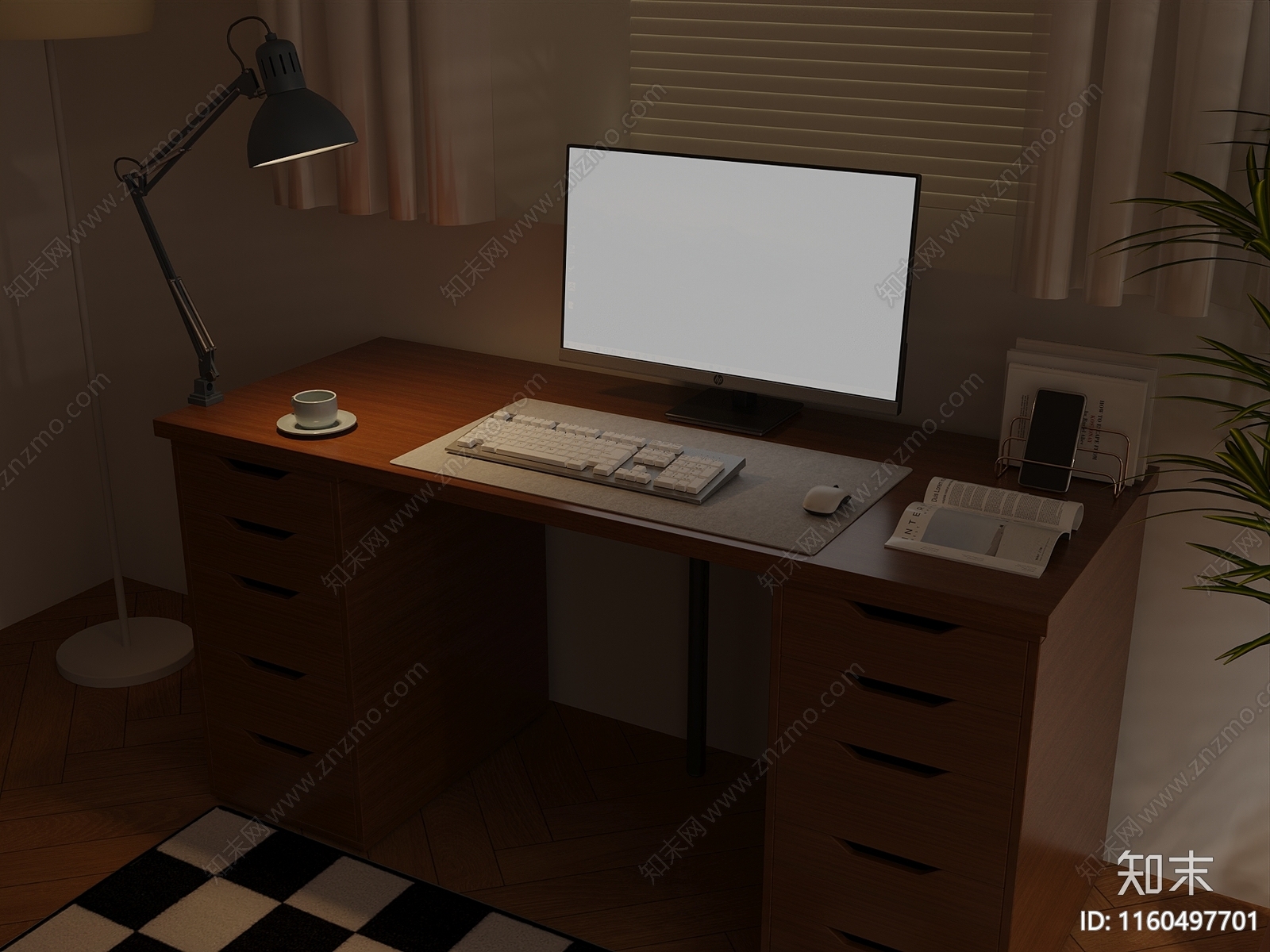 现代书桌组合3D模型下载【ID:1160497701】