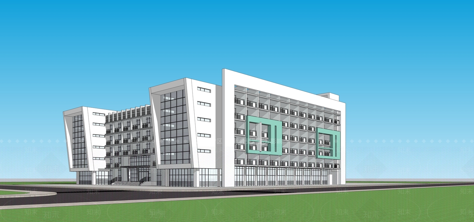 现代风格学校教学楼SU模型下载【ID:1160497786】