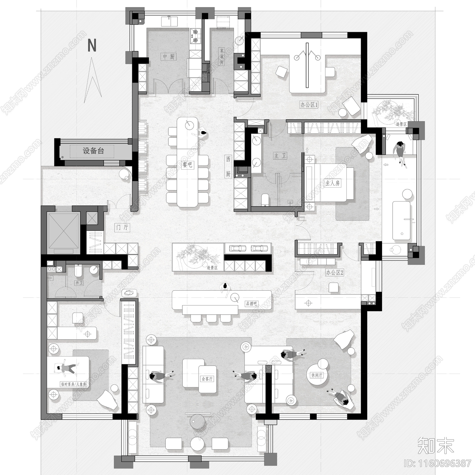 290平家装平面图施工图下载【ID:1160696387】