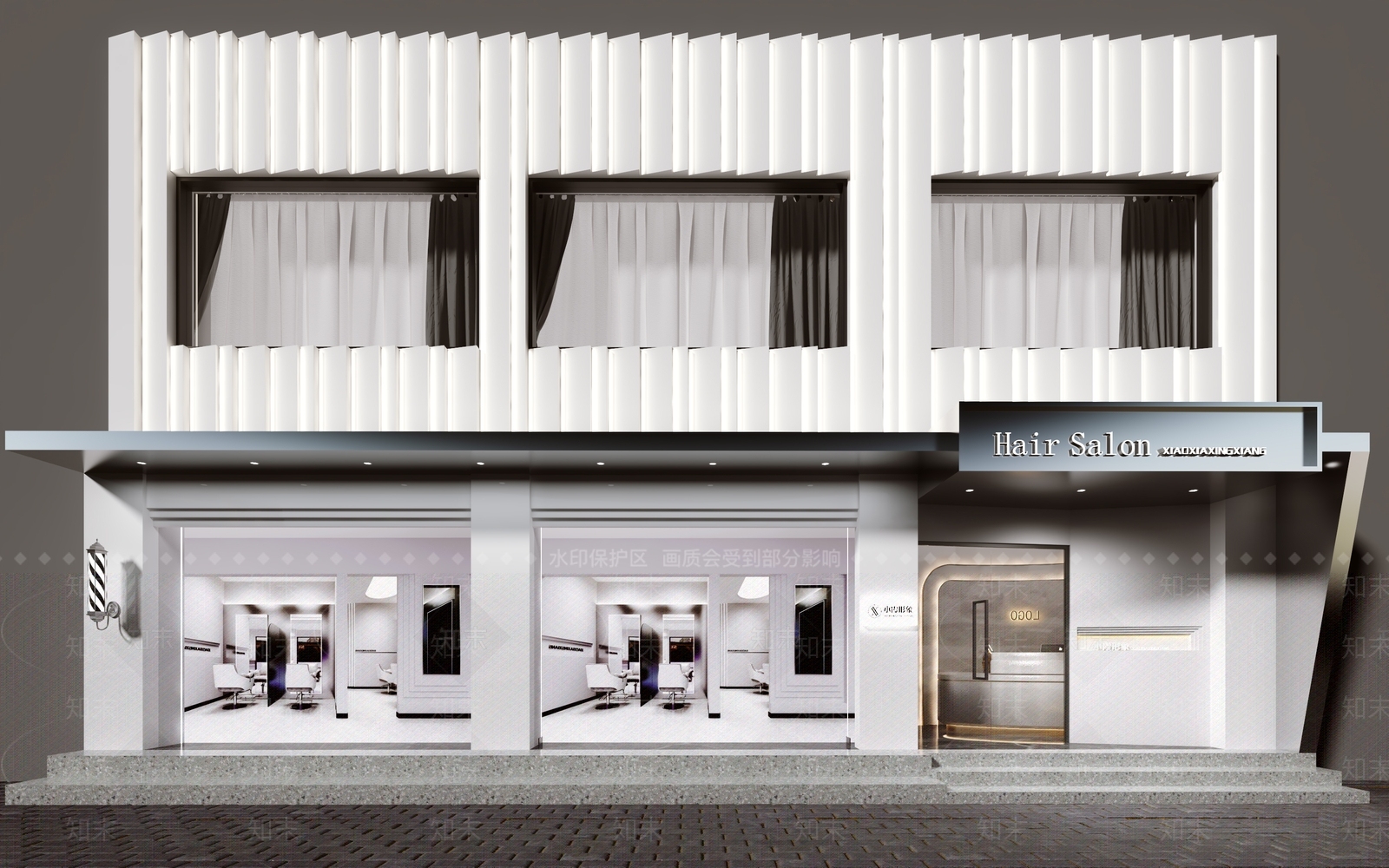 现代美容美发门头3D模型下载【ID:1160501882】