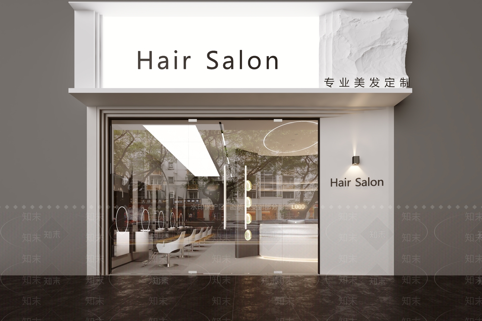 现代美容美发门头3D模型下载【ID:1160501800】