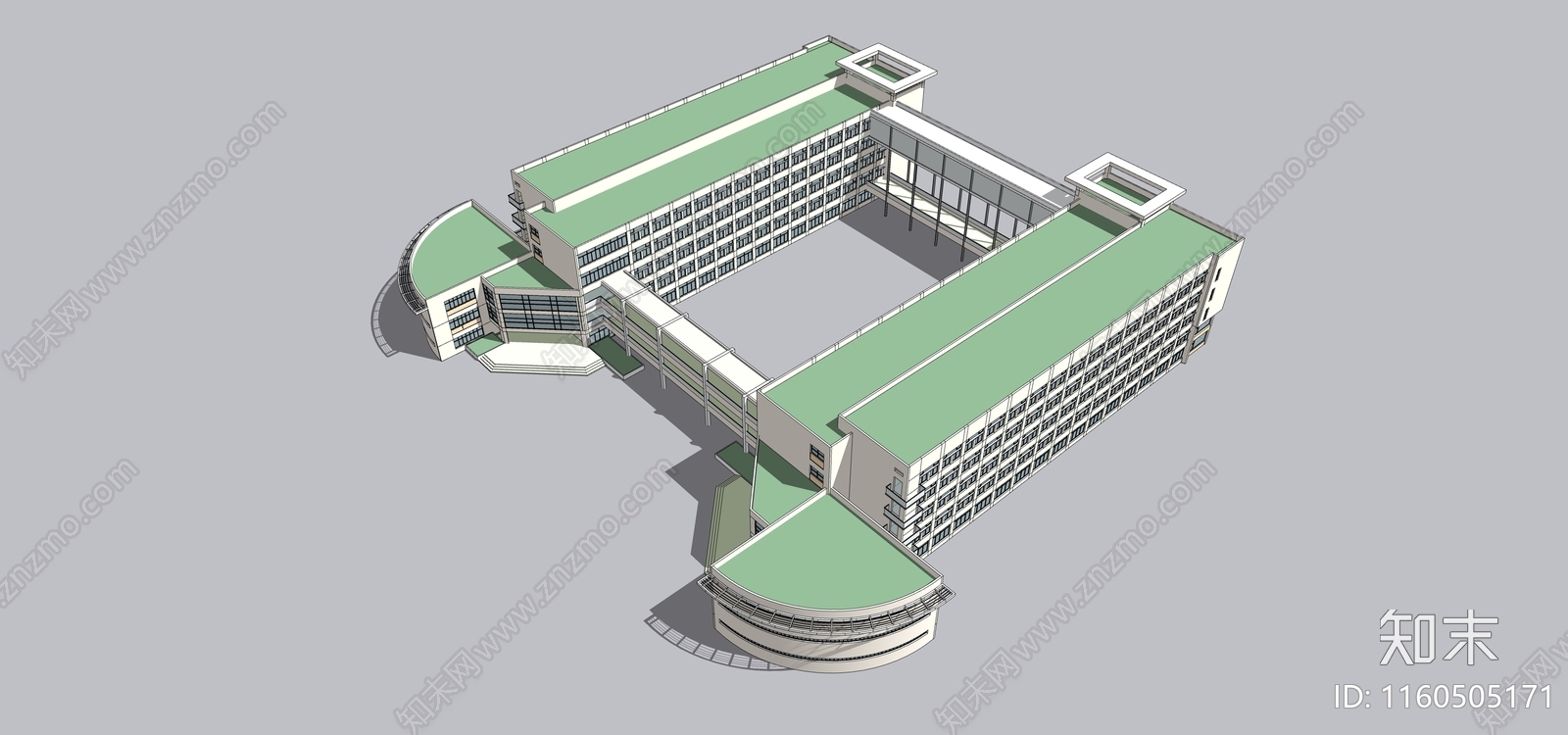 现代风格学校教学楼SU模型下载【ID:1160505171】