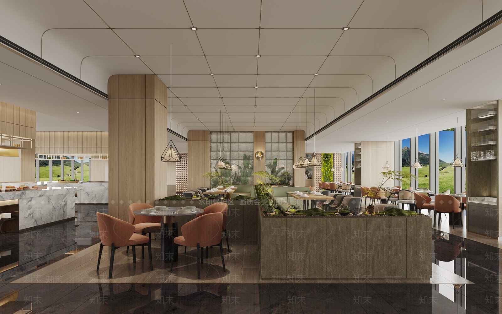 现代自助餐厅SU模型下载【ID:1160506370】