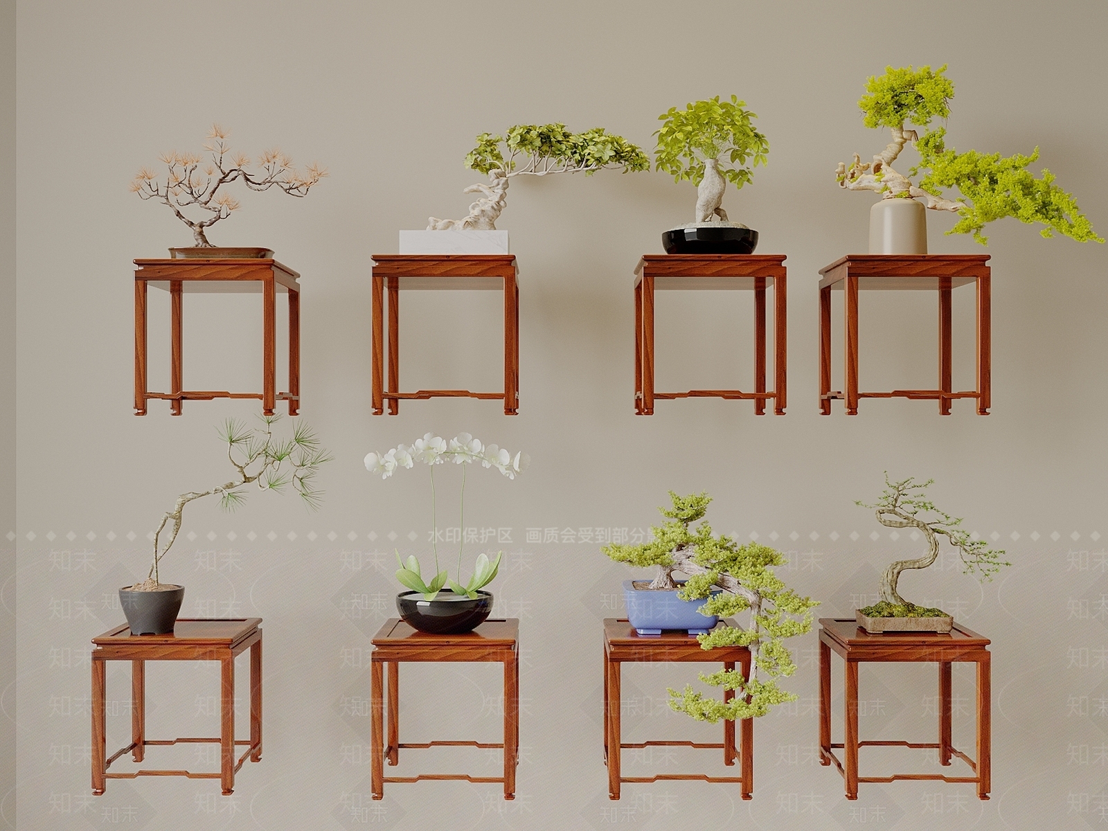 中式盆景3D模型下载【ID:1160511367】