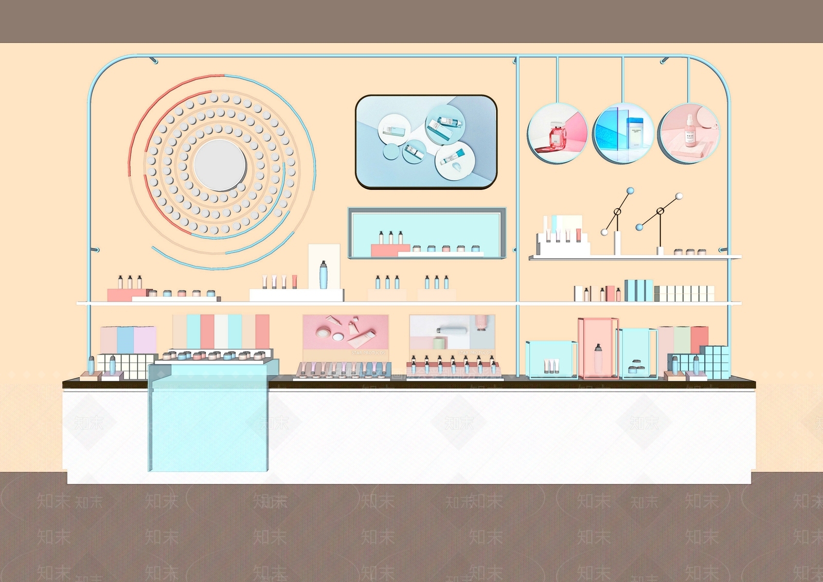 现代化妆品展柜SU模型下载【ID:1160511897】
