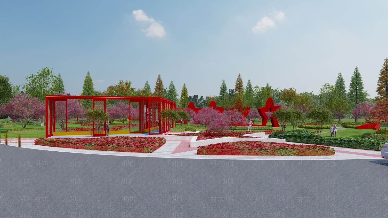 现代红星党建文化广场SU模型下载【ID:1160693177】