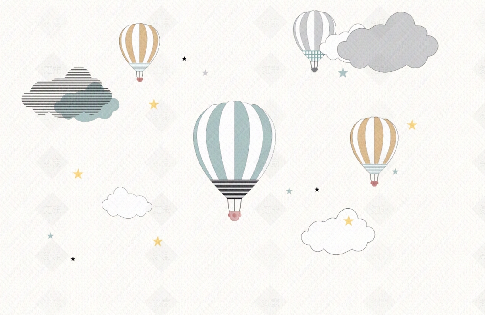 儿童卡通气球壁纸贴图下载【ID:1160523823】