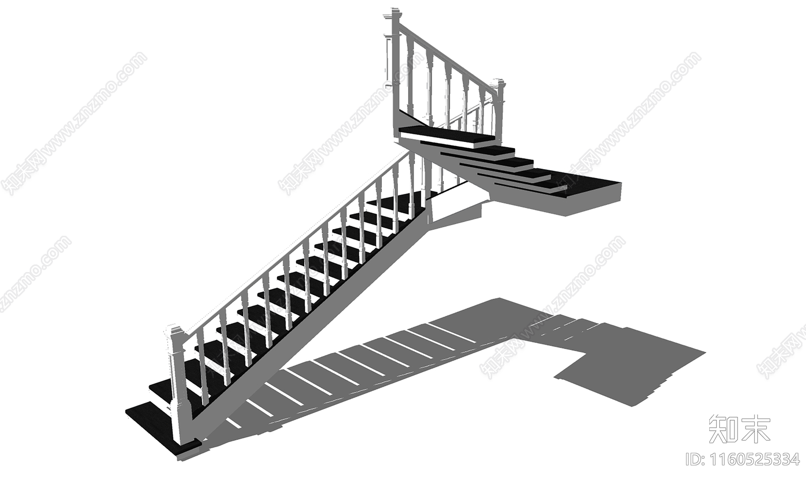 现代扶手楼梯SU模型下载【ID:1160525334】