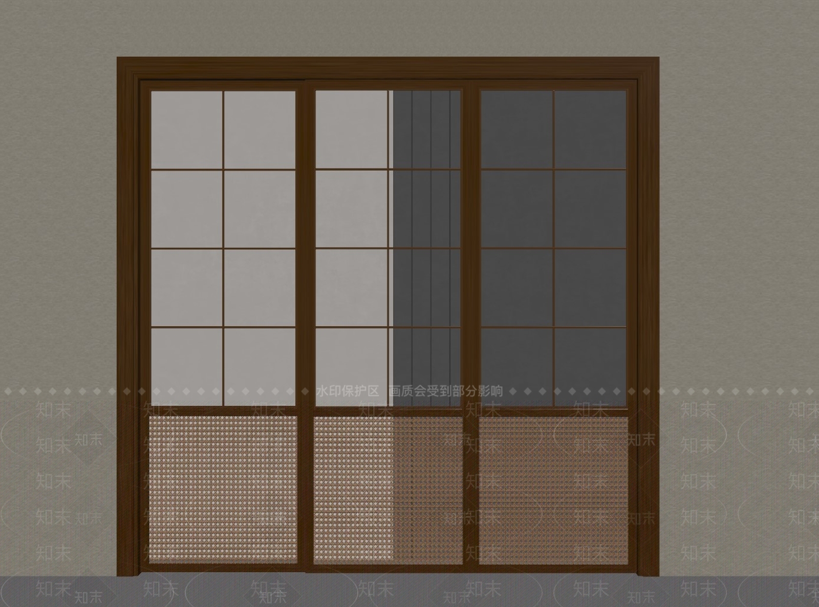 侘寂推拉门SU模型下载【ID:1160524785】