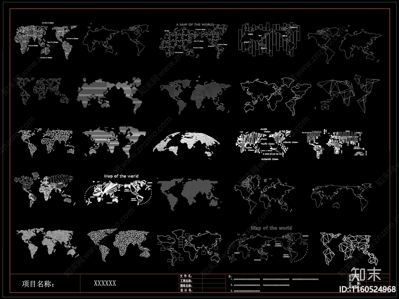 现代世界地图背景墙饰施工图下载【ID:1160524968】