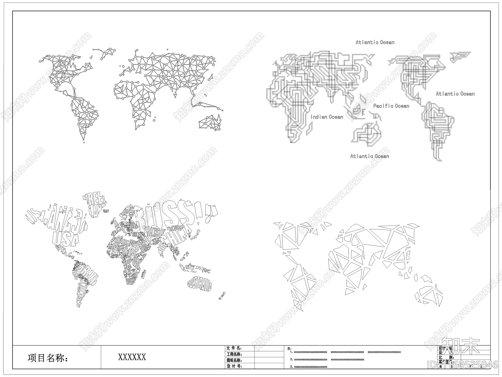 现代世界地图背景墙饰施工图下载【ID:1160525046】