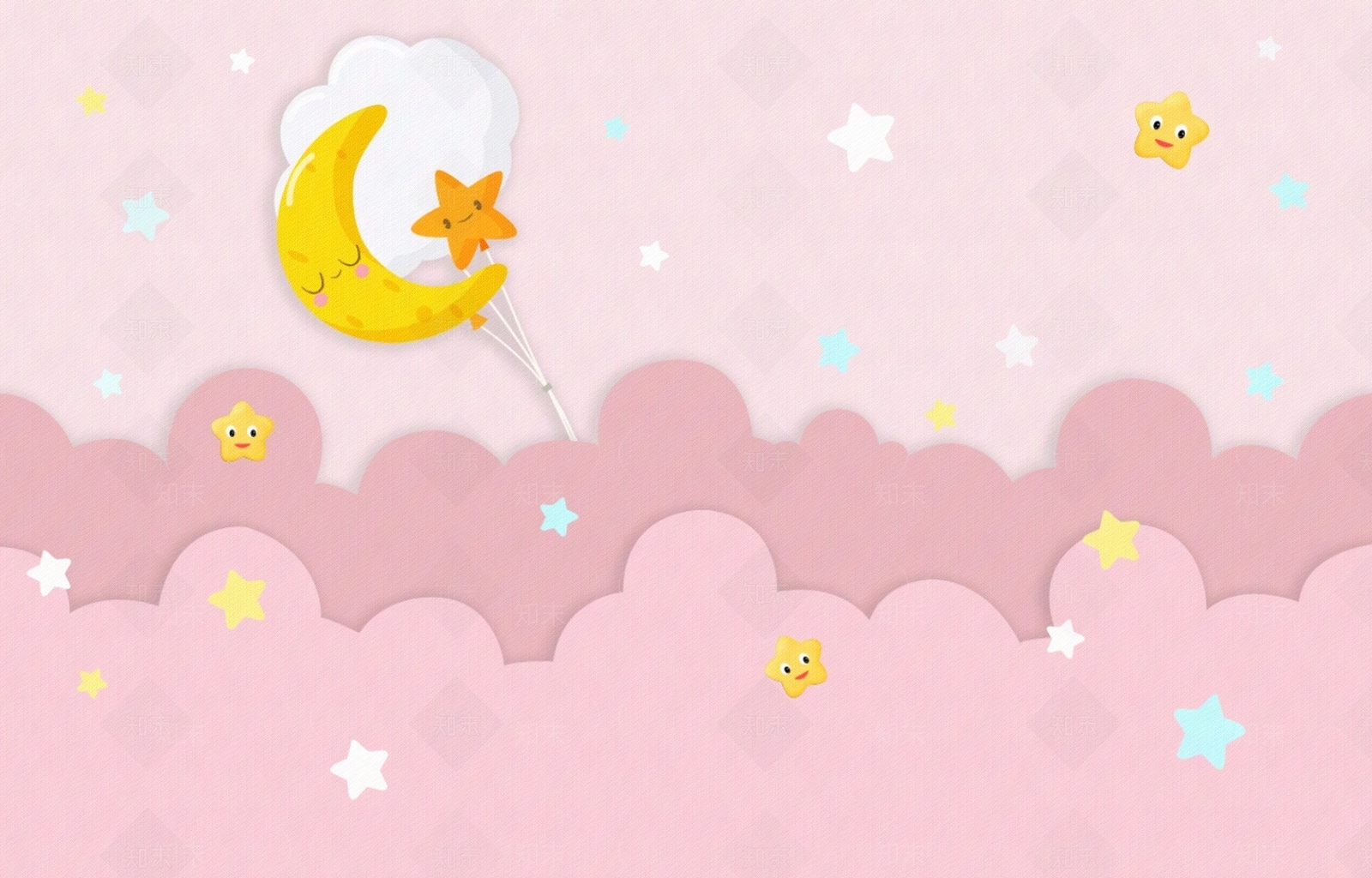 儿童可爱卡通粉色壁纸贴图下载【ID:1160525122】