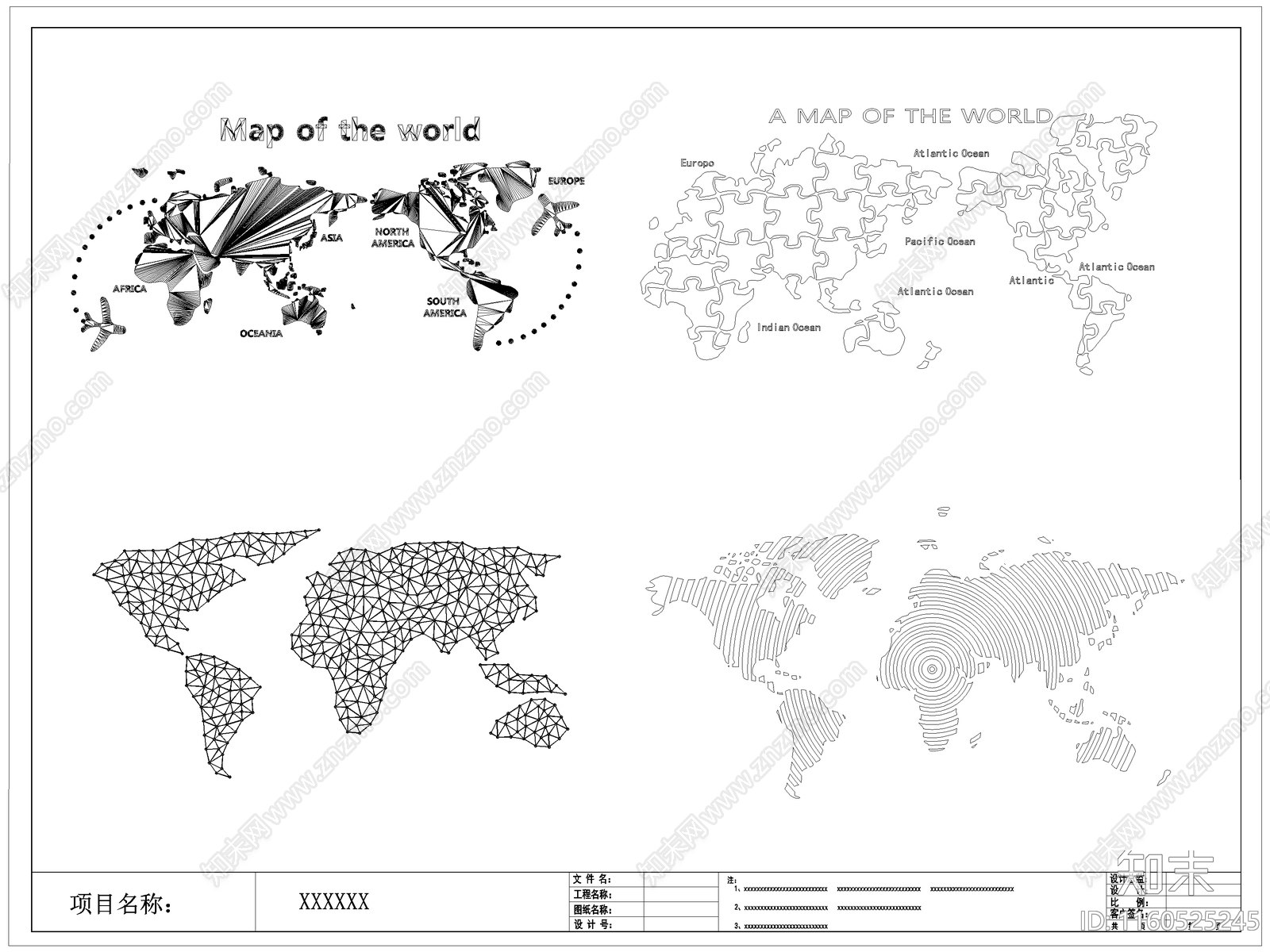现代世界地图背景墙饰施工图下载【ID:1160525245】