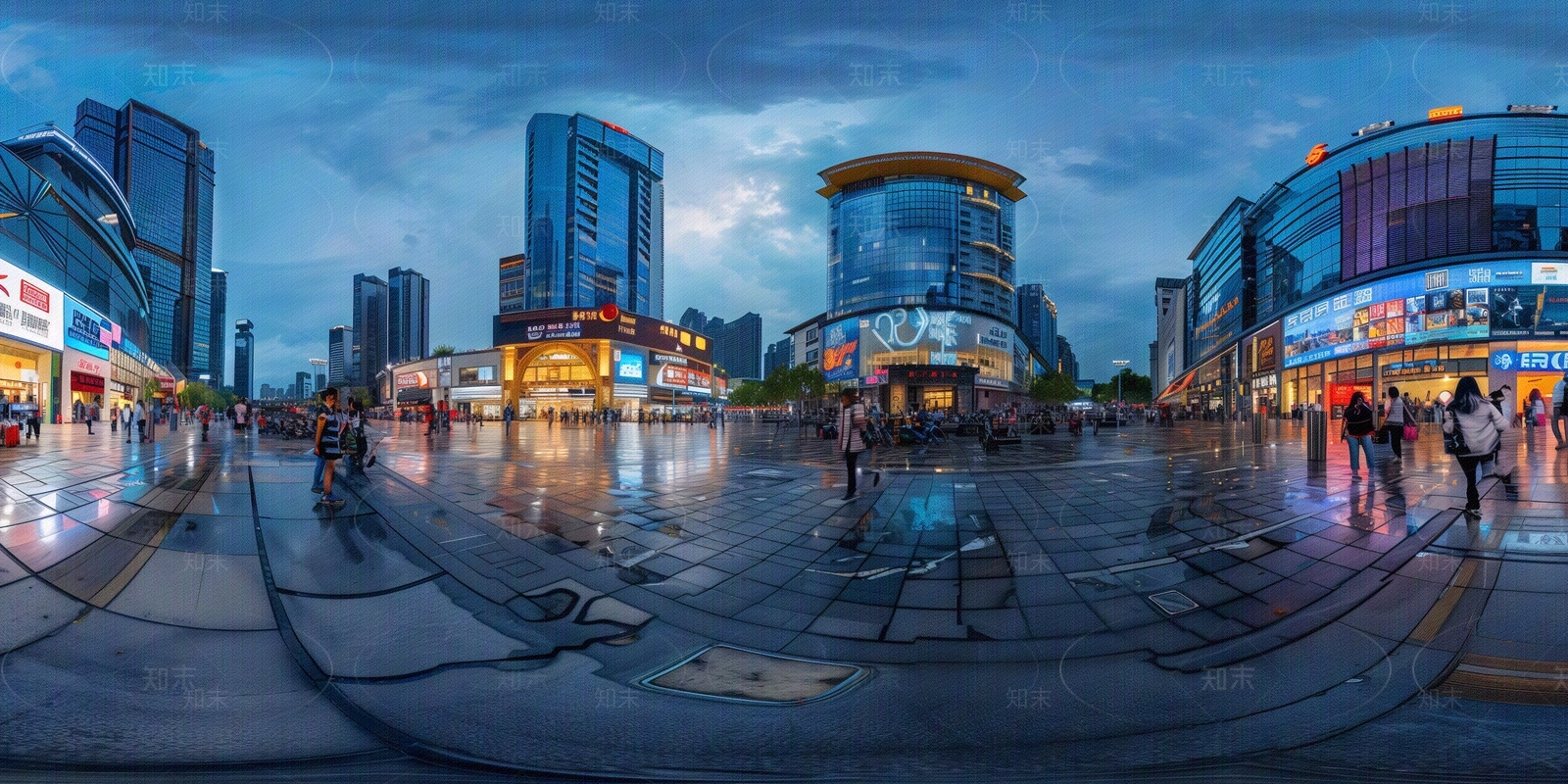 HDR城市商业街街景夜景贴图下载【ID:1160529524】