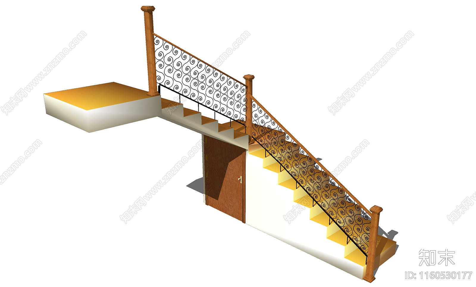 现代扶手楼梯SU模型下载【ID:1160530177】