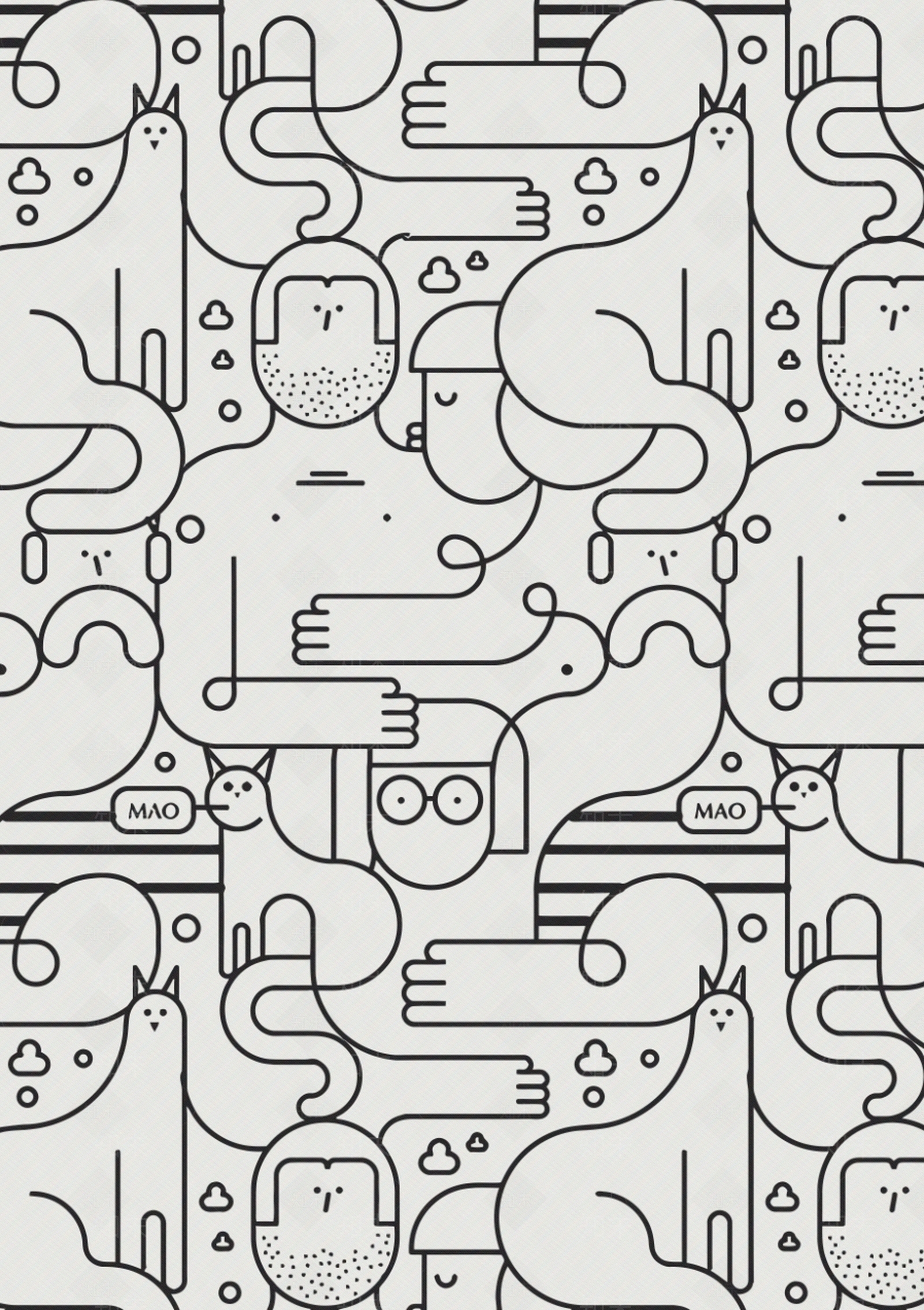 手绘抽象线条造型壁纸贴图下载【ID:1160530533】