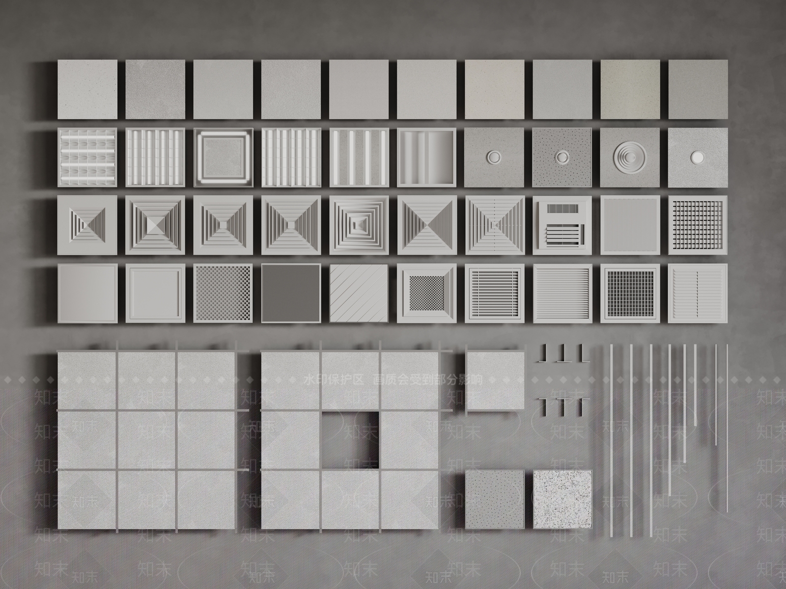 现代铝扣板吊顶3D模型下载【ID:1160535412】