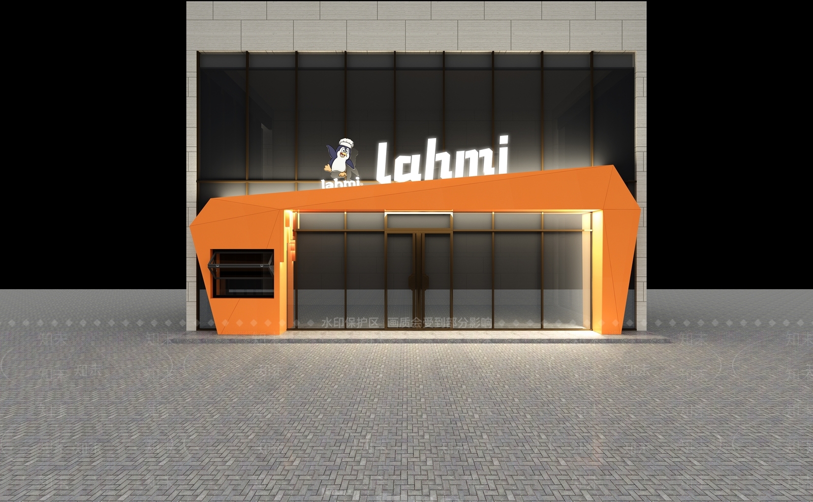现代餐饮店门头3D模型下载【ID:1160540927】