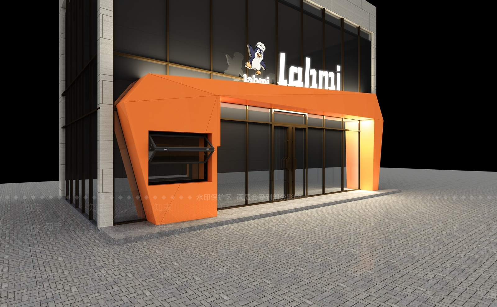 现代餐饮店门头3D模型下载【ID:1160540927】